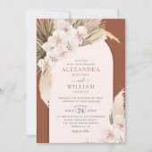 Invitation Terracotta Pampas Grass Orchidées Mariage tropical (Devant)