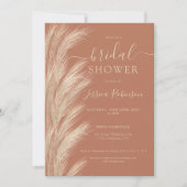 Invitation Terracotta pampas herbe aquarelle nuptiale douche (Devant)
