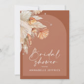 Invitation Terracotta pampas herbe moderne nuptiale douche (Devant)