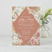 Invitation Terracotta Pampas Tropical Vert Flush Flush (Debout devant)