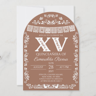 Invitation Terracotta Papel Picado Quinceañera 15th Birthday