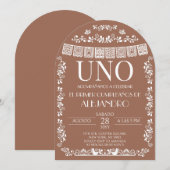 Invitation Terracotta Papel Picado UNO First Boy Arch (Devant / Derrière)