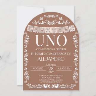 Invitation Terracotta Papel Picado UNO First Boy Arch
