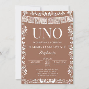 Invitation Terracotta Papel Picado UNO pour la pre