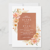 Invitation Terracotta Peach Blush Cream Floral Chic Mariage (Devant)