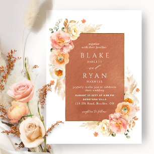 Invitation Terracotta Peach Blush Cream Floral Chic Mariage