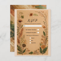 Terracotta Pêche Fleurs Pressées Boho Wedding RSVP