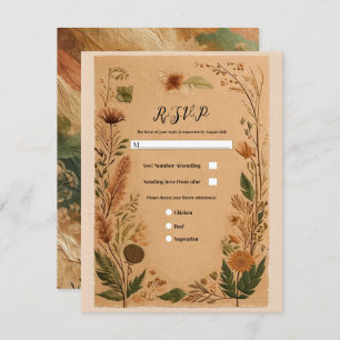 Invitation Terracotta Pêche Fleurs Pressées Boho Wedding RSVP