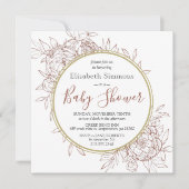 Invitation Terracotta Peony Baby shower Floral moderne (Devant)