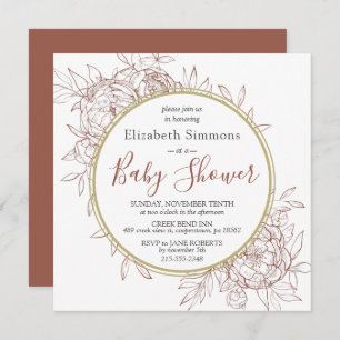 Invitation Terracotta Peony Baby shower Floral moderne