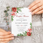 Invitation Terracotta Pine Florale Passe Vert Couples Douche