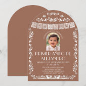 Invitation Terracotta Primer Añito Boy Arch Photo (Devant / Derrière)
