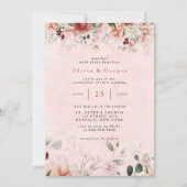 Invitation Terracotta Printemps Automne Aquarelle Florale Mar (Devant)