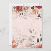 Invitation Terracotta Printemps Automne Aquarelle Florale Mar (Dos)