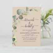 Invitation Terracotta QR Code Brunch & Bubbly Eucalyptus (Debout devant)