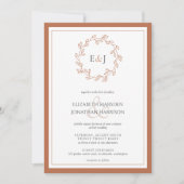 Invitation Terracotta QR Code Photo Monogramme Feuille Faille (Devant)