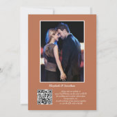 Invitation Terracotta QR Code Photo Monogramme Feuille Faille (Dos)
