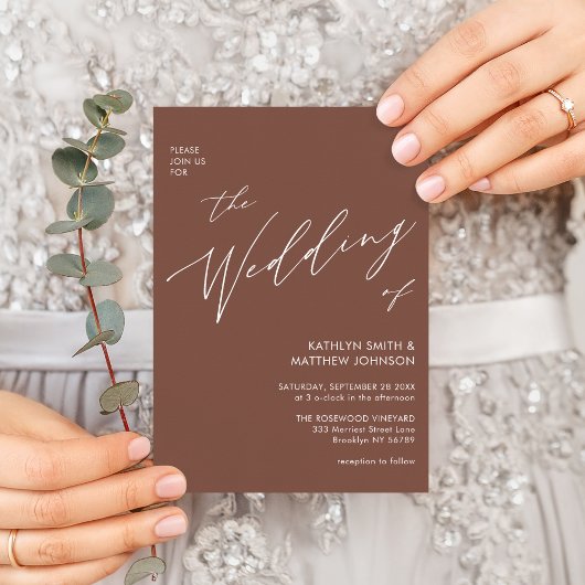 Invitation Terracotta QR Code Tout En Un Mariage Élégant