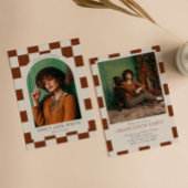 Invitation Terracotta Retro À damiers Arch Photo Graduation