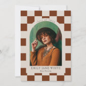 Invitation Terracotta Retro À damiers Arch Photo Graduation (Devant)