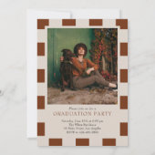 Invitation Terracotta Retro À damiers Arch Photo Graduation (Dos)