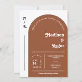 Invitation Terracotta Retro Arch Photo QR Code RSVP Super (Devant)