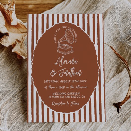 Invitation Terracotta Retro Hand Painted Wedding