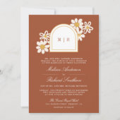 Invitation Terracotta Retro Yellow Daisy All in One Wedding (Devant)
