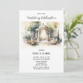 Invitation Terracotta rose Botanique Floral Mariage extérieur (Debout devant)