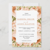 Invitation Terracotta Rose florissant Hydrangea Mariage Flora (Devant)