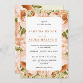 Invitation Terracotta Rose florissant Hydrangea Mariage Flora (Devant / Derrière)