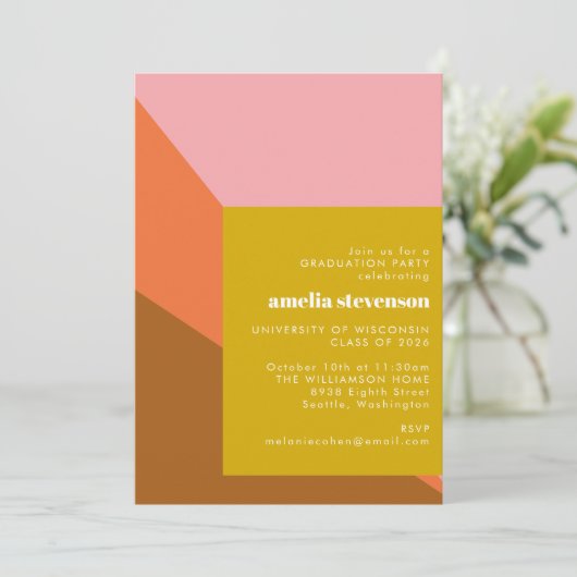 Invitation Terracotta rose Formes Graduation Party Photo (Debout devant)