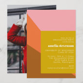 Invitation Terracotta rose Formes Graduation Party Photo (Devant / Derrière)