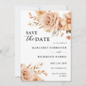Invitation Terracotta Rose Mariage Floral Enregistrer La Date (Devant)