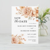 Invitation Terracotta Rose Mariage Floral Enregistrer La Date (Debout devant)
