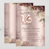 Invitation Terracotta Rose Rose Gold Sweet 16 (Devant / Derrière)