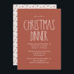 Invitation Terracotta Rouge Boho Polka Dot Dîner De Noël<br><div class="desc">Cette invitation à dîner de Noël en terre cuite rouge boho polka point est parfaite pour votre dîner de Noël bohème moderne inspiré de la ferme. La police rustique classique mais délicate lui donne un look terreux vintage tout en le gardant mignon et simple. Les pois viennent dans les tons...</div>