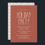 Invitation Terracotta Rouge Boho Polka Dot Noël<br><div class="desc">Cette invitation à la fête de Noël en terre cuite rouge boho polka point est parfaite pour votre accueil de vacances bohème moderne inspiré de la ferme. La police rustique classique mais délicate lui donne un look terreux vintage tout en le gardant mignon et simple. Les pois viennent dans les...</div>