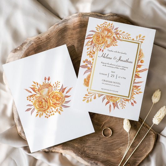 Invitation Terracotta rouille Floral Rustique Élégant Mariage