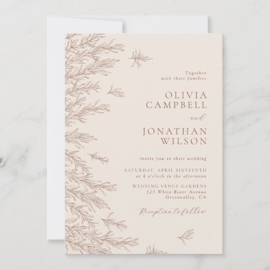 Invitation Terracotta Rust Ivory Boho Fall Foliing Mariage (Devant)