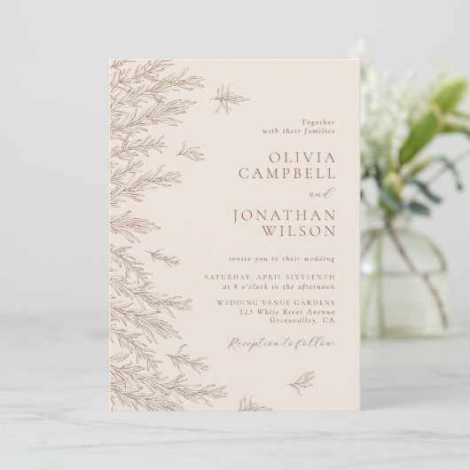 Invitation Terracotta Rust Ivory Boho Fall Foliing Mariage (Debout devant)
