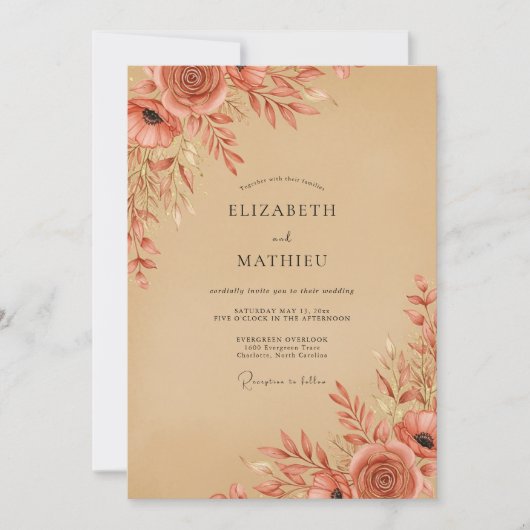 Invitation Terracotta Rustic Autumnal Wedding (Devant)