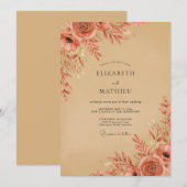 Invitation Terracotta Rustic Autumnal Wedding (Devant / Derrière)