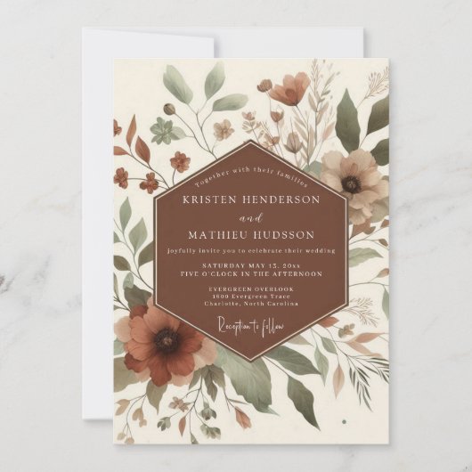 Invitation Terracotta Rustic Bloom Wedding (Devant)