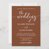Invitation Terracotta Rustic Burange Mariage moderne Orange (Devant)