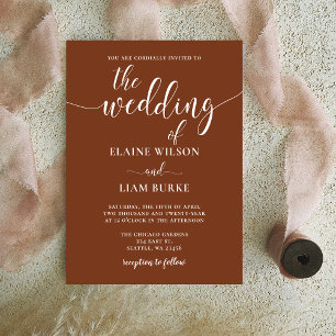 Invitation Terracotta Rustic Burange Mariage moderne Orange