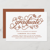 Invitation Terracotta Rustic Calligraphy Graduation Party (Devant / Derrière)