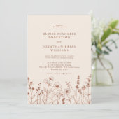 Invitation Terracotta Rustic Floral Automne Fleur sauvage Mar (Debout devant)