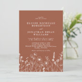 Invitation Terracotta Rustic Floral Automne Fleur sauvage Mar (Debout devant)