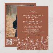 Invitation Terracotta Rustic Floral Automne Fleur sauvage Mar (Devant / Derrière)